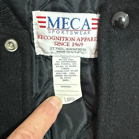 Black and Yellow Varsity Jacket with Leather Sleeves 2001. Men’s L - Picture 2 of 11